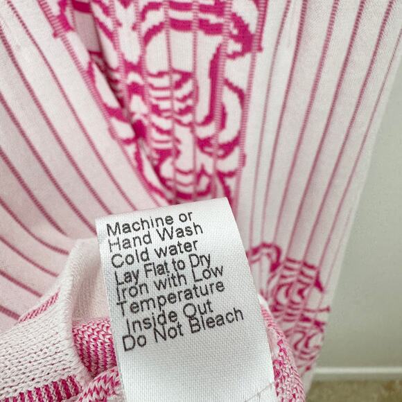 Ming Wang Jacquard Knit Dress Pink Floral Placement Printed A Line XS NWT - Picture 9 of 9